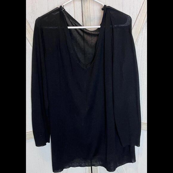 Zara Sweaters - Zara Knit Sweater Womens Size Medium Black Off The Shoulder Long Tunic